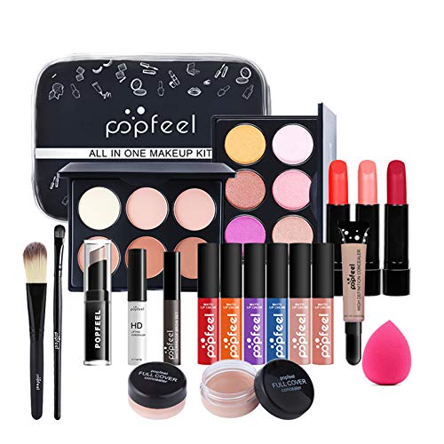 RoseFlower 28Pcs Professional Makeup Set, Essential Make up Starter Set All-In-One Make-up Gift Sets With Cosmetic bag Eyeshadow Palette Lip Glos