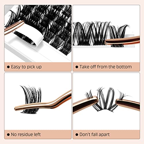 Lash Clusters DIY Eyelash Extensions 72 Pcs D Curl 10mm Cluster Eyelash Extensions Thin Stem Cluster Lashes Individual Lashes Cluster Lashes Wisp