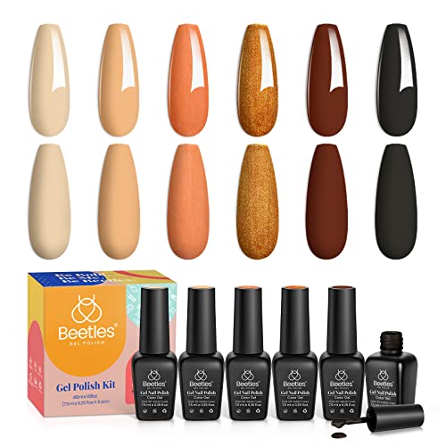 Beetles Bloody Mary Red Gel Nail Polish Set - 6 Pcs Shimmer Red Burgundy Red Gel Polish Red Glitter Nail Polish Soak Off UV Nail Lamp Gel Nail Ki