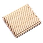 100 Pcs 4.3in Nail Orange Sticks, Multi-Functional Double Heads Cuticle Pusher Wood Sticks Remover Manicure Pedicure Tool (100)