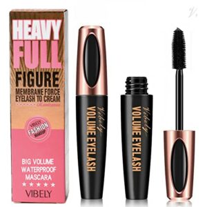 Waterproof Mascara,4D Mascara Mascara Black Volume and Length Waterproof, Professional Smudge Proof Mascara, False Lash Effect Mascara,Lengthenin