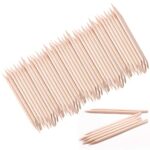 50PCS Orange Wooden Nail Stick,Double-End Wood Cuticle Pusher Remover Nail Cleaning,Multi-Functional Cuticle Pusher Wood Sticks Remover Manicure