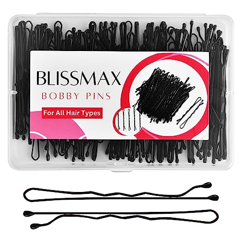 BLISSMAX Bobby Pins 100 Pcs, 5cm Black Long Hair Grips with Storage Box Thicker & Strong Pins for All Hair Types – Hair Pins for Hair Styling Mak