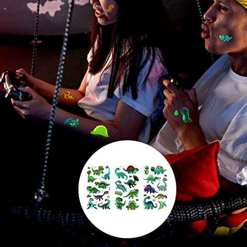 SAVITA 20 Sheets Kids Temporary Tattoos, Luminous Dinosaur Tattoo Stickers Waterproof Cartoon Fake Tattoos for Kids Toddlers Boys Dinosaur Birthd