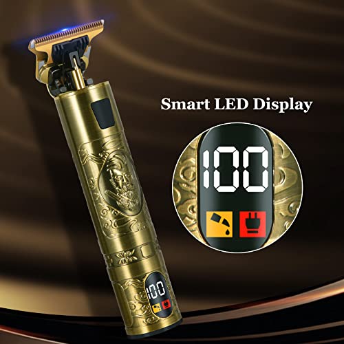 Cordless Hair Trimmer,Professional Hair Clippers,T-Blade Trimmer Clipper,Precision Outliner Trimmer,Beard Trimmer Regabarba with USB Charger LCD