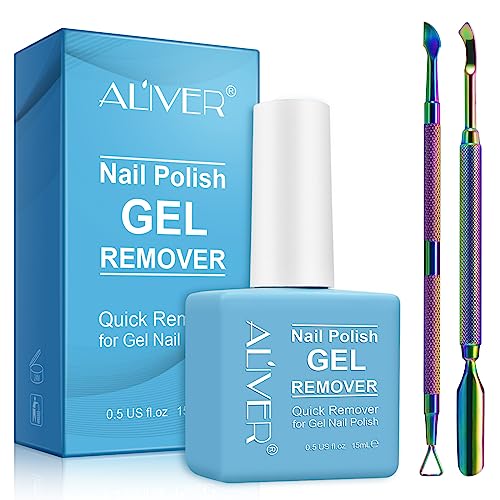 Gel Nail Polish Remover With 1 Pcs Cuticle and 1 Pcs Nail Polish Scraper,Quick & Easy Removes Nail Polish within 3-5 Minutes,No Need for Foil, So