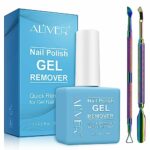 Gel Nail Polish Remover With 1 Pcs Cuticle and 1 Pcs Nail Polish Scraper,Quick & Easy Removes Nail Polish within 3-5 Minutes,No Need for Foil, So