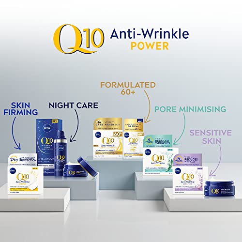 NIVEA Q10 Anti-Wrinkle Sensitive Revitalising Night Cream (50ml), Face Cream with Pure Skin Identical Q10 and Liquorice Extract, Sensitive Skin C