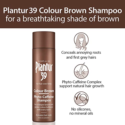 Plantur 39 Caffeine Brown Shampoo Brunette Hair 250ml | Conceal Hairline Prevents and Reduces Hair Loss | Unique Formula Supports Hair Growth