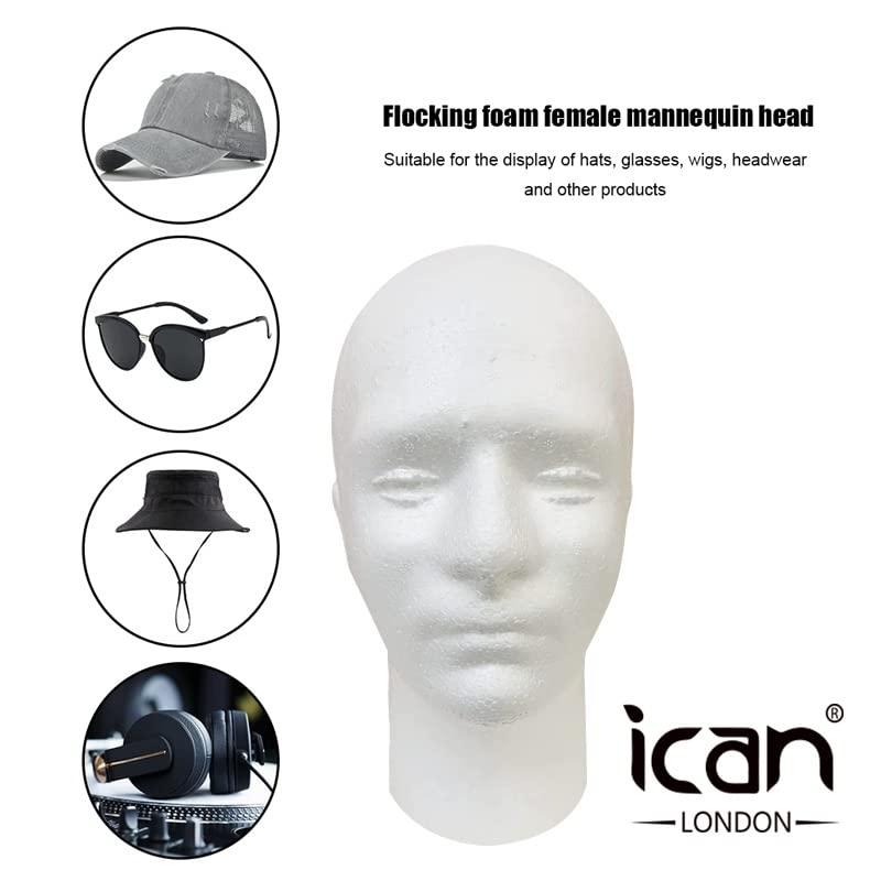 ican Man Polystyrene Foam Head, Male Sunglass, cap display Stand