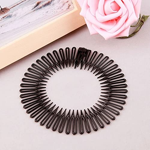 Flexi Comb Flexiband Headband, Anti Snap Black Spider Hairband Grip Circle Headbands Zig-zag Headband Stretch Hair Comb Hair Bands - Set of 3