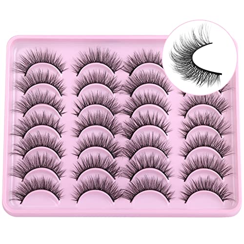 Newcally Natural Lashes Wispy False Eyelashes 3D Cat Eye Lashes Mink Faux Fluffy Fake Eyelashes 14 Pairs Pack