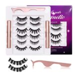 WROLY Magnetic Eyelashes, False Eyelashes with Eye liner Kit, Magnetic Lashes with Tweezers, Magnetic Eyelashes Natural Look Perfect for Parties,