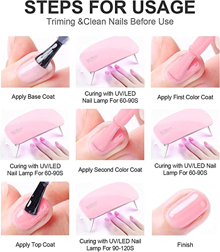 Croitout (Base Coat Top Coat With Two Color Gel) Gel Nail Polish Set,Base Top Coat With Two Color Gel Polish Set,Shellac Nail Polish UV LED Lamp