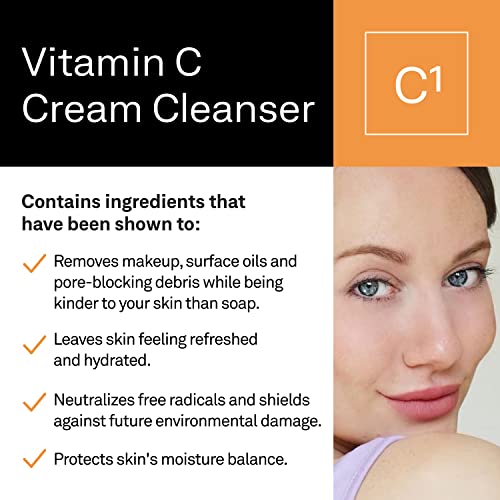 facetheory Vitamin C Cream Cleanser C1- Stabilised Vitamin C Face Wash, Face Wash Dry Skin, Hydrating Cleanser, Vegan & Cruelty-Free, Made in the