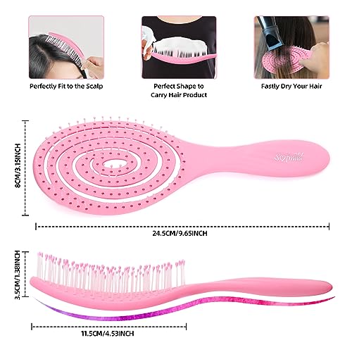 Hair Brush, 2 Pcs Detangling Brush 100% Bio-Friendly Detangler Brush with Soft Bristles for Curly, Straight, Black Natural, Women, Men, Kids Wet