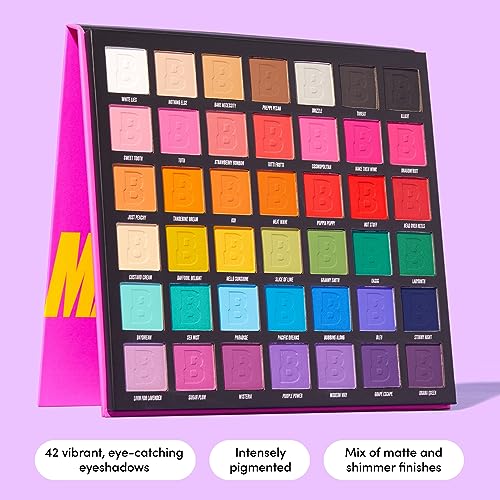 BEAUTY BAY Bright Matte 42 Shade Eyeshadow Palette - Intense Pigment & Long-Lasting Eye Make-Up, Eye Shadow Shades in Pinks, Blues, Greens, Yello