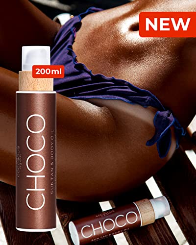 COCOSOLIS CHOCO tanning accelerator - organic oil with vitamin E & chocolate scent for a quick, intensive tan - tanning enhancer for a deep tan -