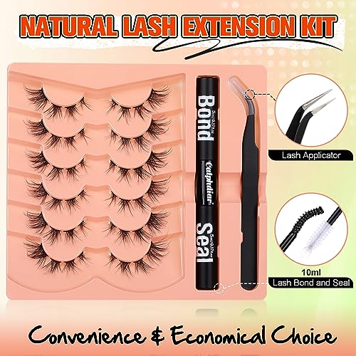 Eyelashes Extension Kit Cluster Lashes Cat Eye Lashes Faux Mink Lashes With Strong Hold Bond and Seal Lashes Glue And Tweezers False Eyelashes Na