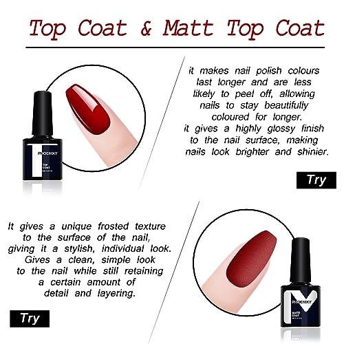 Gel Nail Polish Set, Phoenixy 32 Effect Gel Nail Kit with 48W U V Lamp Starter Kit Complete 8ml 16 Colours Varnish Gel Full Set Professional Salo