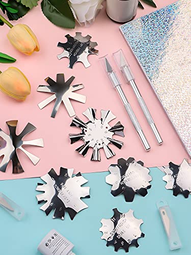 Kalolary 8 PCS Nail Cutter French Nails V Line Trimmer Stainless Steel French Tip Nail Manicure Edge Trimmer DIY Plate Module Easy French Tip Cut