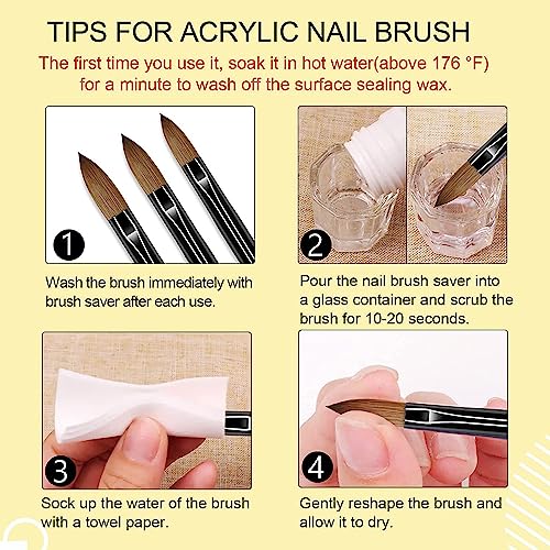 Acrylic Nail Brush Set, 3Pcs Nail Brush for Acrylic Nails, Nail Art Brushes for Acrylic Powder Application 3D Nail Carving Manicure Tools
