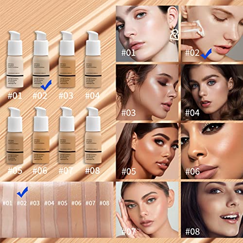 Foundation Full Coverage,Flawless Colour Changing Foundation For Mature Skin,Naturally Blends Concealer Foundation Makeup,Long-Lasting Moisturizi