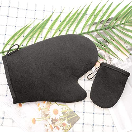 Self-Tanning Tan Gloves-Tanning Mitt applicator with Thumb and Face Gloves, Washable and Reusable Sun-Free Tanning Gloves Tool Set for Mousse, 2