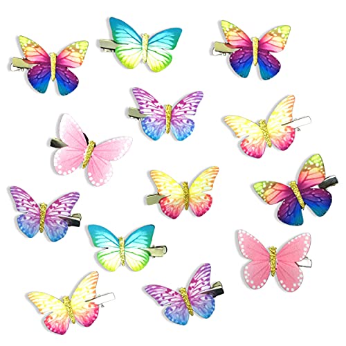 Mesmeriser Realistic Butterfly Clips Pack of 10 – 5 Assorted Matte Coloured Hair Clips for Girls – Cute Duckbill Slides in Box Packaging for Easy