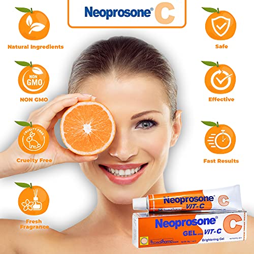 Neoprosone Skin Brightening Gel Cream | 1 Fl oz / 30 ml | For Intimate Parts, Private Areas, Body, Knees, Underarm, Elbows | with Vitamin C and A