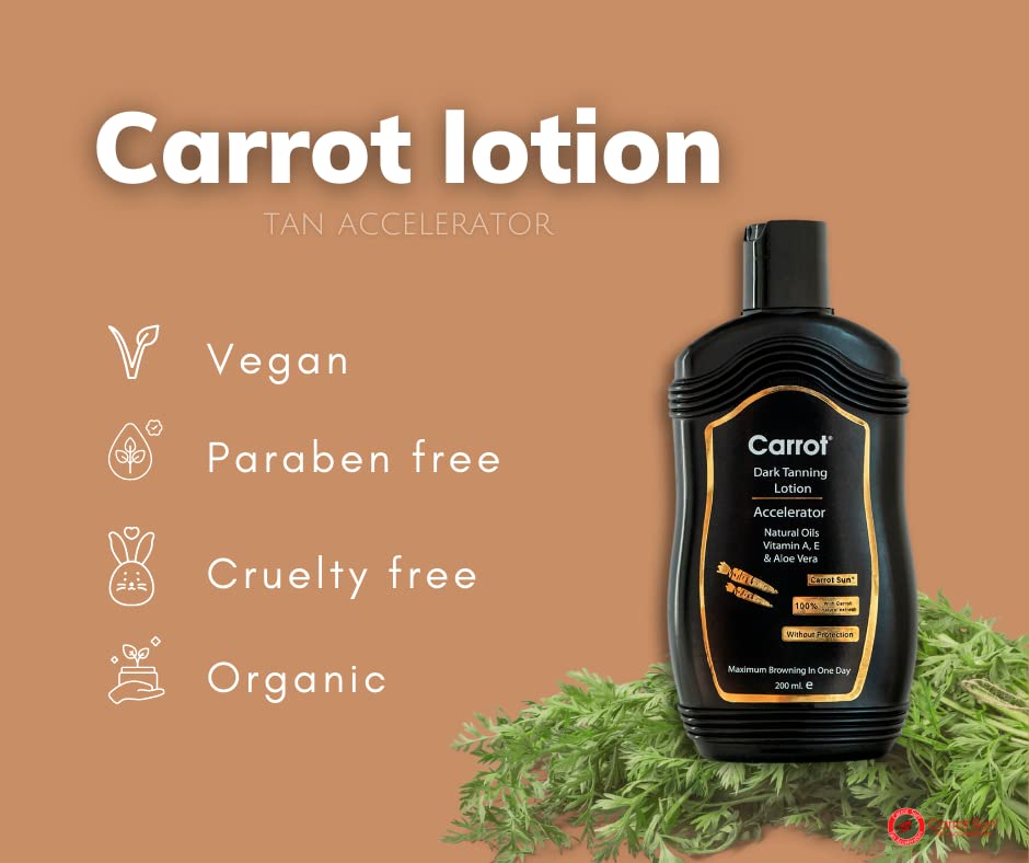 Carrot-Sun® Dark Tanning Lotion, Tanning Lotion with 100% natural Carrot Oil extract, Maximum Browning in One Day, 200ml