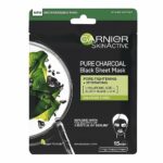 Garnier Pure Charcoal and Algae Sheet Mask, Purifying and Hydrating Face Mask With Hyaluronic Acid, LHA & Black Algae, Tightens Enlarged Pores &
