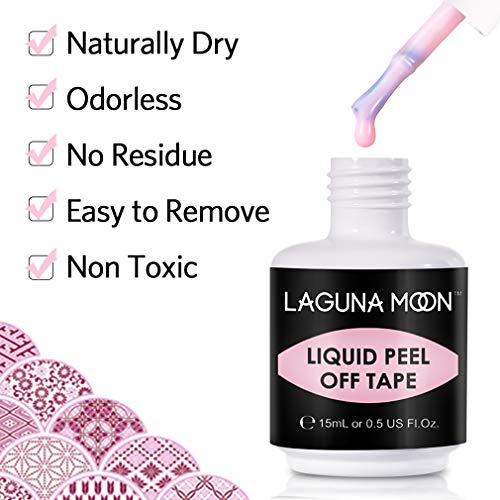 Lagunamoon Liquid Latex Peel Off Tape Skin Protector for Nail Art, 15ML 0.5 FL Oz, Pink