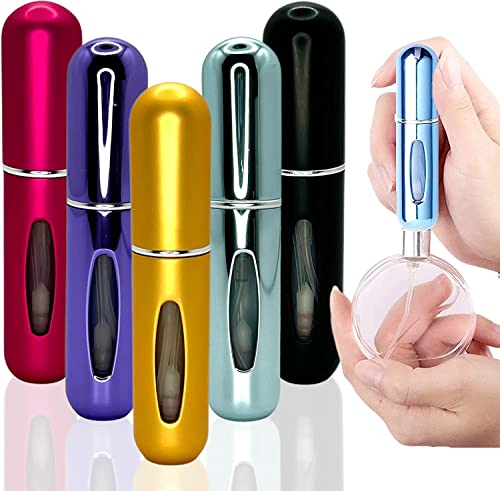 Blue Gloss Refillable Perfume Atomizer – 5 Ml Mini Empty Refill Spray Bottle, Small Portable Pocket Perfume Dispenser, Must Haves Essentials for