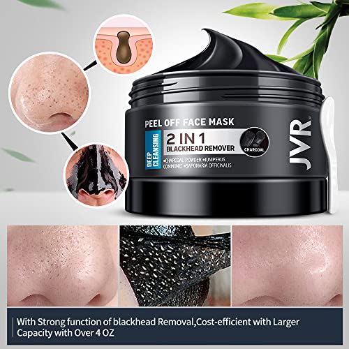 Blackhead Remover Mask, JVR Bamboo Charcoal Peel Off Face Mask for Men, Purifying & Deep Cleansing for All Skin Types 120ml