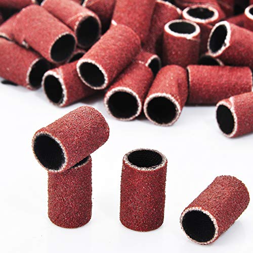 AOVNA 100 Pieces 180# Sanding Bands Pack Nail Sanding Bands Grinding Sand for Electric Nail Drill Nail art Manicure Pedicure Nail Drill (180#)