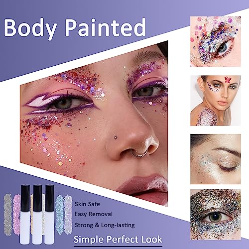 Glitter Tattoo Glue,12ml Glitter Fix Gel,Body Painted Art Glue,Body Adhesive Glue,for Temporary Glitter Tattoos,Gemstones,Body Art and Accessorie