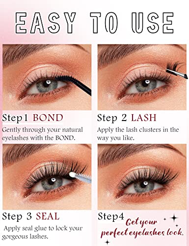 Lash Glue Eyelash Bond and Seal Waterproof Cluster Lash Glue, Lash Bond and Seal for Eyelashes Extensions 48h Long Lasting Lashes Glue for DIY Fa