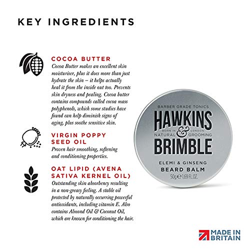 Hawkins & Brimble Beard Balm 50g - Smooth Soft & Manageable Beard Growth Support | with Acclaimed Signature Scent