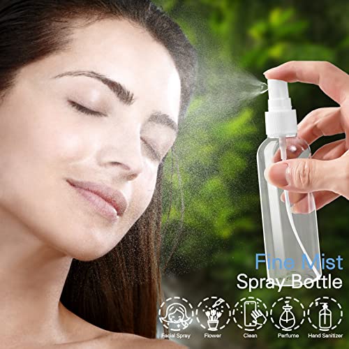 JETOP 5Pcs Spray Bottles,Clear Small Spray Bottle 100ml,Reusable Empty Spray Bottle,Fine Mist Spray Bottle with Label&Funnel,Refillable Liquid Co
