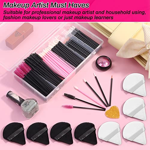 Disposable Makeup Accessories with Makeup Applicators Triangle Makeup Puffs, Mascara wands, Disposable Lip Applicators, Eyeliner Brushes Makeup T