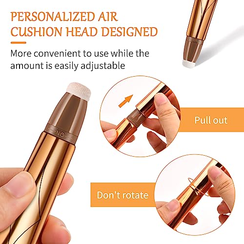 Hoxfly 3PCS Cream Contour Beauty Wand, Liquid Highlighter Wand, Blush Wand with Cushion Applicator, Long Lasting Smooth Natural Matte Finish, Fac
