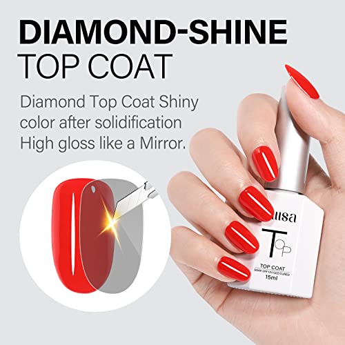 AILLSA Gel Top Coat and Base Coat Gel Nail Polish, 2x15 ML Base and Top Coat Gel polish UV/LED Soak Off for Nail Varnish, Long-Lasting Gel Base C