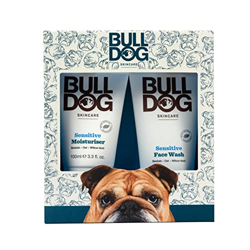 Bulldog Skincare - Sensitive Skincare Duo, Gift Set for Men (x1 Sensitive Moisturiser 100 ml, x1 Sensitive Face Wash 150 ml)