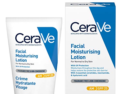 CeraVe AM Facial Moisturising Lotion SPF 25 for Normal to Dry Skin 52ml with UV Protection and 3 Essential Ceramides