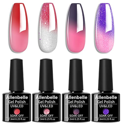 Allenbelle Gel Base and Top Coat Sets, UV LED Shellac Coat, No Wipe Soak Off Polish Set, Long Lasting Shiny High Gloss Finish, 1.0 count, Pack of