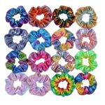 16 Pieces Shiny Metallic Scrunchies,AUERVO Hair Scrunchies Sparkle Scrunchy Colorful Hair Ties Ropes Elastic Ponytail Holder for Girls and Women