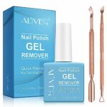 Gel Nail Polish Remover With 1 Pcs Cuticle and 1 Pcs Nail Polish Scraper,Professional Gel Nail Remover,Quick & Easy Polish Remover In 2-3 Minutes