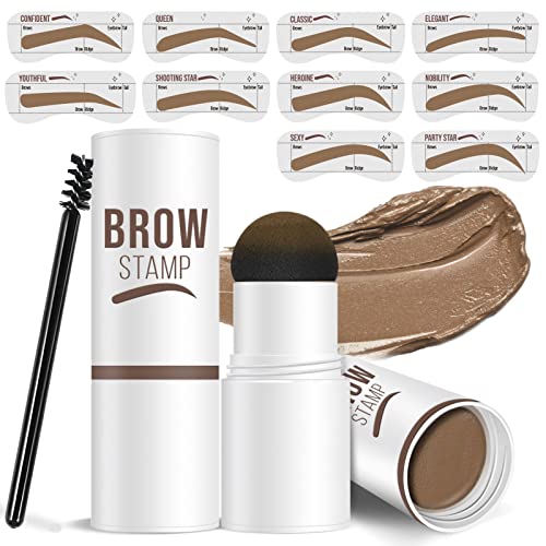 Cilrofelr Eyebrow Stamp and Stencil Kit, One Step Eyebrow Stamp and Shaping Kit with 10 Eyebrow Stencils, Brow Stamp Kit Blonde, Long Lasting, Wa