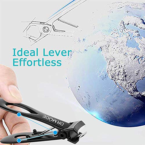 Nail Clippers - DRMODE 15mm Wide Jaw Opening Stainless Steel Fingernail and Toenail Clippers for Thick Nail with Nail File, Slant Edge Cutter for